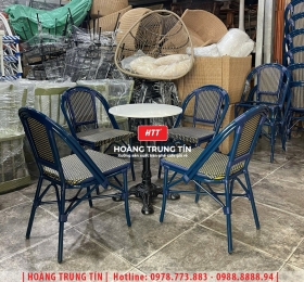 Bàn ghế cafe đan nhựa mây cao cấp HTT034