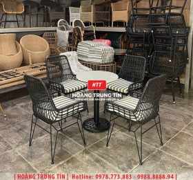 Bàn ghế nhựa giả mây ngoài trời HTT044