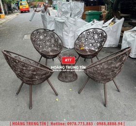 Bàn ghế cafe nhựa giả mây HTT115