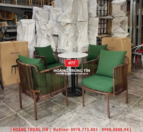 Bàn ghế cafe đan nhựa mây cao cấp HTT064