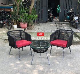 Bàn Ghế cafe Nhựa Giả Mây HTT005