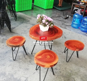 Bàn ghế cafe gỗ chân sắt giá rẻ
