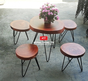 Bàn ghế cafe gỗ chân sắt