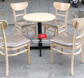 Bộ bàn ghế cafe gỗ nệm BCF008