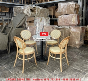 Bàn ghế cafe gỗ nệm cao cấp HTT43