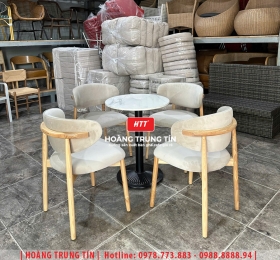 Bàn ghế cafe gỗ nệm cao cấp HTT52