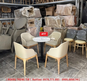 Bàn ghế cafe gỗ nệm cao cấp HTT44