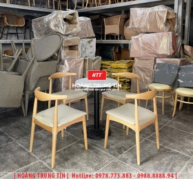 Bàn ghế cafe gỗ nệm cao cấp HTT45