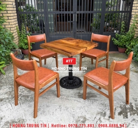 Bàn ghế cafe gỗ nệm cao cấp HTT54