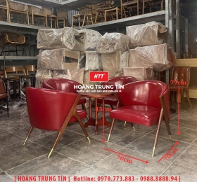 Bàn ghế cafe gỗ nệm cao cấp HTT46