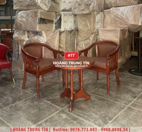 Bàn ghế cafe gỗ nệm cao cấp HTT48