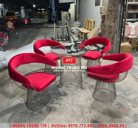 Bàn ghế cafe sắt nệm cao cấp HTT35