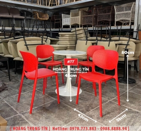 Bàn ghế cafe nhựa đúc nguyên khối HTT16