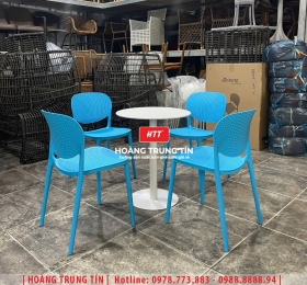 Bàn ghế cafe nhựa đúc nguyên khối HTT18
