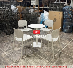 Bàn ghế cafe nhựa đúc nguyên khối HTT19