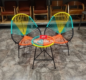 Bàn Ghế cafe Nhựa Giả Mây HTT007