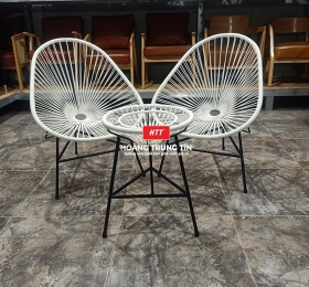 Bàn Ghế cafe Nhựa Giả Mây HTT006