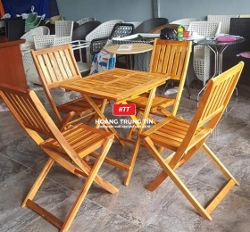 Bàn ghế cafe gỗ xếp 