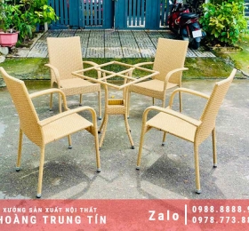 Bàn ghế nhựa giả Mây ngoài trời Giá Rẻ