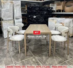 Bàn ghế nhà hàng gỗ nệm cao cấp HTT09