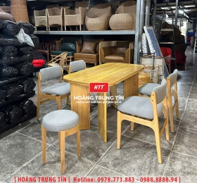 Bàn ghế nhà hàng gỗ nệm cao cấp HTT08