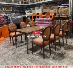 Bàn ghế nhà hàng gỗ nệm cao cấp HTT03