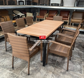Bàn Ghế cafe Nhựa Giả Mây HTT016