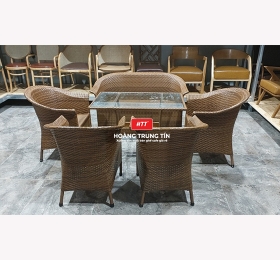 Bàn Ghế cafe Nhựa Giả Mây HTT010