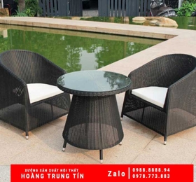 Bàn Ghế cafe Nhựa Giả Mây HTT030