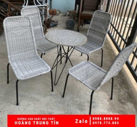 Bàn Ghế cafe Nhựa Giả Mây HTT026