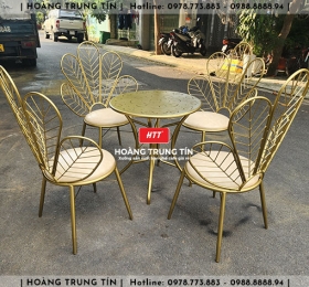 Bàn ghế cafe sắt nệm cao cấp HTT07