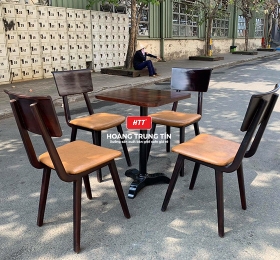 Bàn ghế cafe gỗ chân sắt HTT009