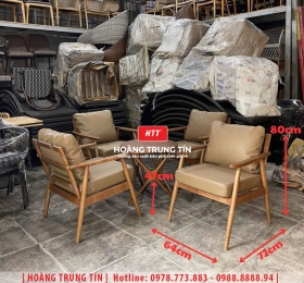 Bàn ghế cafe gỗ nệm cao cấp HTT35