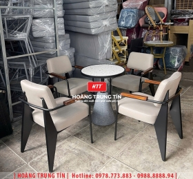 Bàn ghế cafe sắt nệm HTT04