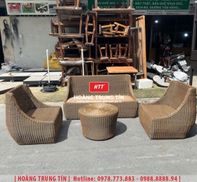 Bàn ghế sofa trứng đan nhựa mây HTT070