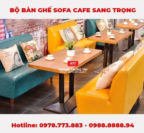 Bộ bàn ghế sofa da cao cấp dành cho quán cafe