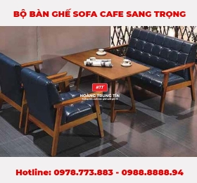 Bộ bàn ghế sofa da cao cấp dành cho quán cafe máy lạnh