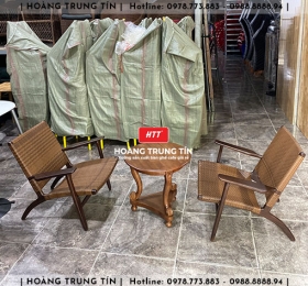 Bàn ghế cafe nhựa giả mây HTT095