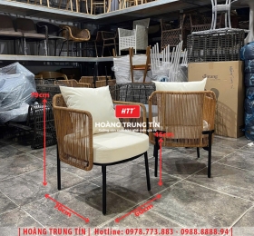 Ghế cafe đan nhựa mây ngoài trời HTT044