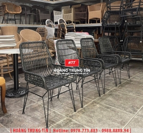 Ghế cafe đan nhựa mây HTT04