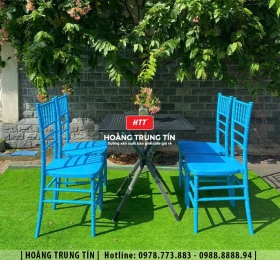 Bàn ghế cafe nhựa đúc nguyên khối HTT12