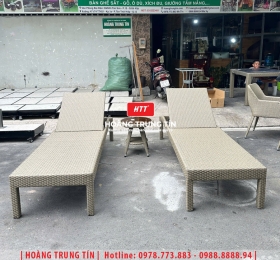 Giường tắm nắng đan nhựa giả mây HTT07