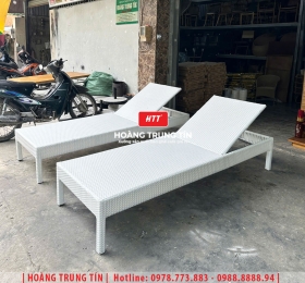 Giường tắm nắng đan nhựa giả mây HTT06