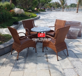Bàn Ghế cafe Nhựa Giả Mây HTT018
