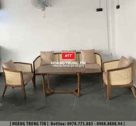 Bàn ghế sofa cafe gỗ nệm HTT03