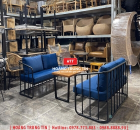 Bàn ghế sofa cafe sắt nệm HTT03