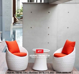 Bàn ghế sofa trứng đan nhựa mây HTT026