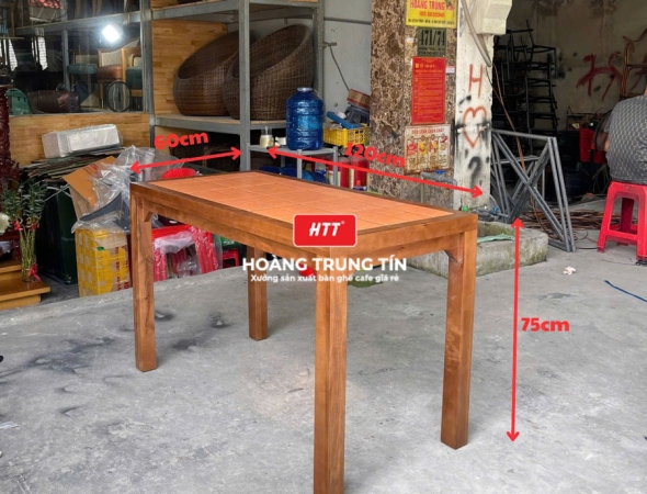 Bàn cafe gỗ mặt gạch cao cấp HTT01