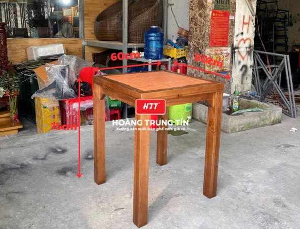 Bàn cafe gỗ mặt gạch cao cấp HTT01