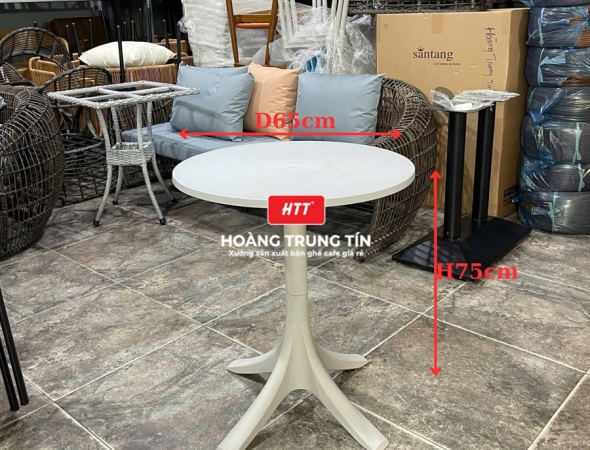 Bàn cafe chân nhựa đúc mặt đá HTT01